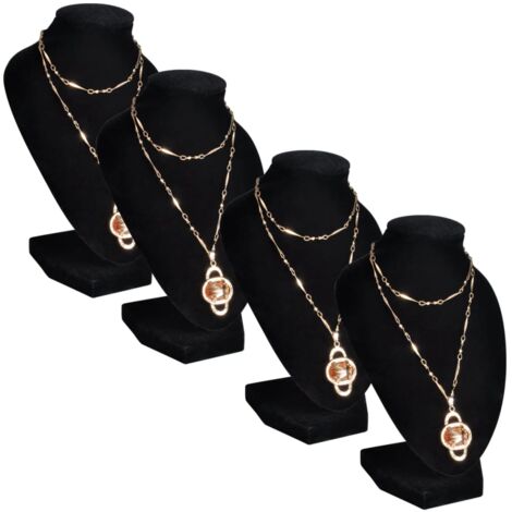 Flannel Jewelry Holder Necklace Bust Black 9 x 8,5 x 15 cm 4 pcs (1/5)
