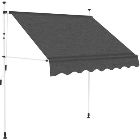 Vidaxl – Auvent manuel rétractable 200 cm – Tissu polyester hydrofuge – Cadre en acier robuste – Projection 120 cm – Installation facile