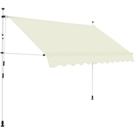 Vidaxl – Auvent manuel rétractable 250 cm crème – Tissu polyester hydrofuge – Cadre acier robuste – Installation flexible 200-300 cm