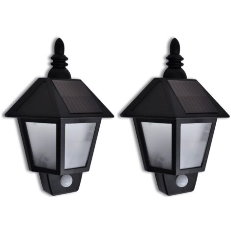 Vidaxl – Applique solaire murale avec capteur de mouvement – 2 lampes – Matériau ABS – 3 LED 0,2W – Couleur lumière : 2x blanc, 1x jaune