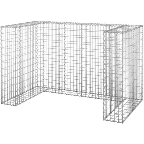 Vidaxl – Mur de gabion en acier galvanisé 180x100x110 cm – Pour contenir 2 poubelles – Résistant aux intempéries et antirouille (1/6)