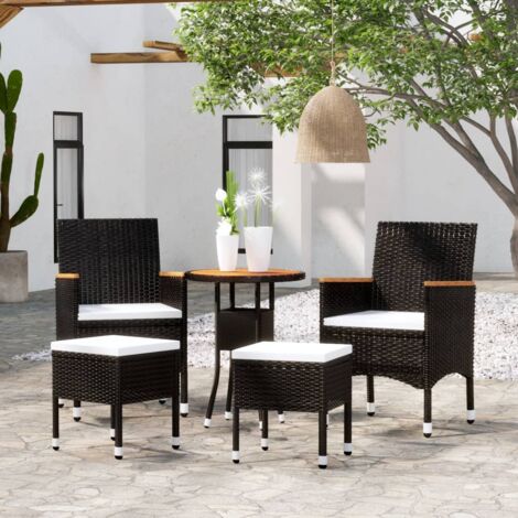 vidaXL 5 Piece Garden Lounge Set Poly Rattan Black (1/5)
