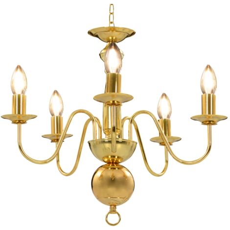 Vidaxl – Lustre doré 5 ampoules E14 – Métal – Dimensions 50 x 45 cm – Alimentation 220-240 V – Ampoules non incluses