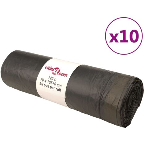 vidaXL Bin Bags with Drawstrings 250 pcs Black 120 L (1/5)