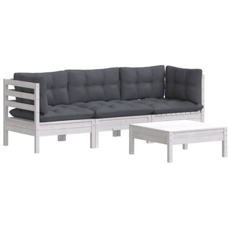 vidaXL Salon de jardin 4 pcs avec coussins anthracite Bois de pin (1/5)