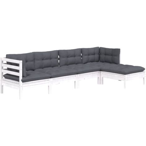 vidaXL 5 Piece Garden Lounge Set with Cushions White Pinewood (1/5)
