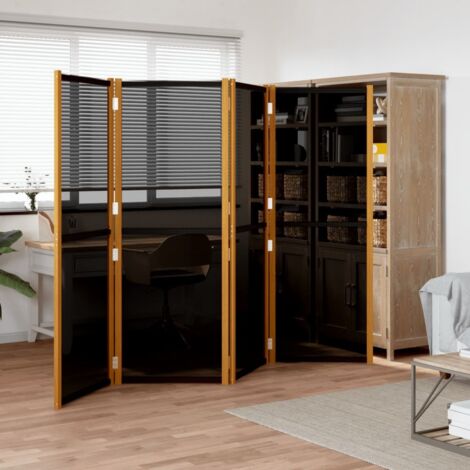 Vidaxl – Paravent pliable 4 panneaux noir 280x180 cm – Bois d'acacia massif – Textilène résistant aux intempéries – Cloison décorative pour intérieur/extérieur