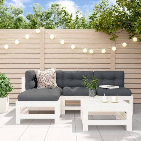vidaXL 5 Piece Garden Lounge Set White Solid Wood Pine (1/5)