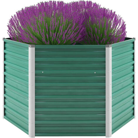 Lit surélevé de jardin Acier galvanisé 129x129x77 cm Vert vidaXL