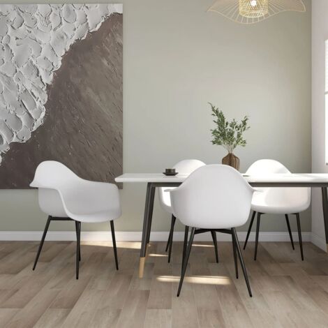 Chaises à manger lot de 4 blanc PP vidaXL (1/5)