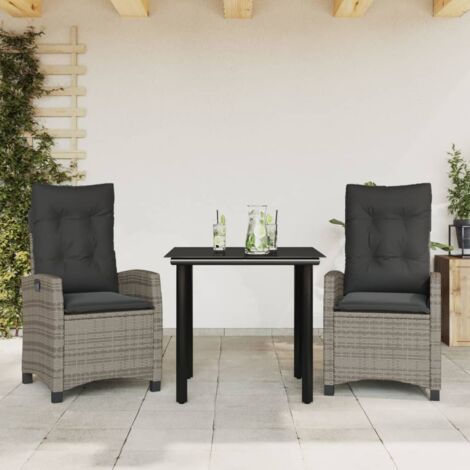 Ensemble à manger de jardin 3 pcs coussins gris résine tressée vidaXL (1/5)