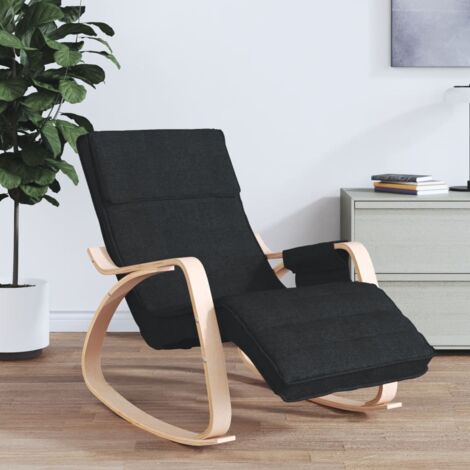 Chaise à bascule Style Moderne, Rocking Chair Fauteuil Relax, Noir Tissu vidaXL