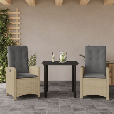 Ensemble à manger de jardin et coussins 3 pcs mélange beige vidaXL (1/5)