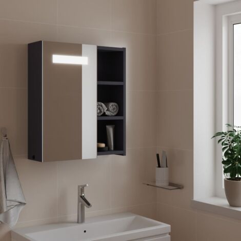 Armoire de salle de bain à miroir avec LED gris 45x13x52 cm vidaXL (1/5)