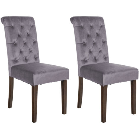 Ensemble de 2 chaises de restauration Lisburn gris foncé, velours (1/5)
