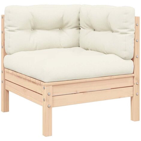 Canapé d'angle de jardin avec coussins crème Bois de pin massif vidaXL