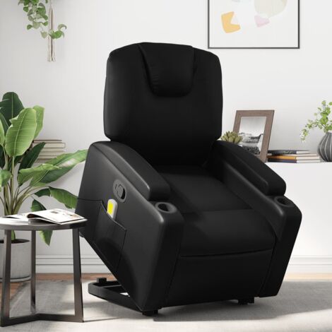 vidaXL Stand up Massage Recliner Chair Black Faux Leather (1/5)