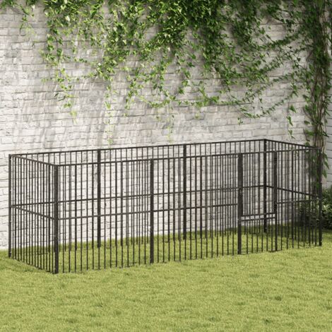 Vidaxl – Parc pour chien 8 panneaux noir acier galvanisé – Dimensions 300 x 100 x 100 cm – Capacité 50 kg – Utilisation intérieure et extérieure