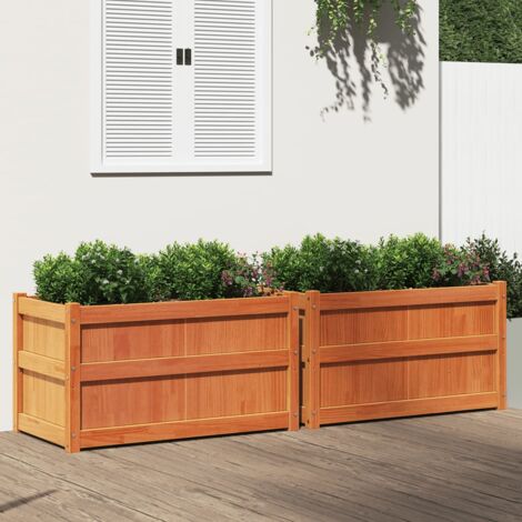Vidaxl – Jardinières en bois de pin massif 90x50x50 cm – Cire marron – Lot de 2 – Pour cultiver légumes et fleurs