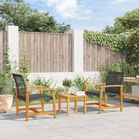 Vidaxl – Lot de 2 chaises de jardin en résine tressée et bois d'acacia – Dimensions 63x64x80 cm – Résistantes aux intempéries – Confort optimal