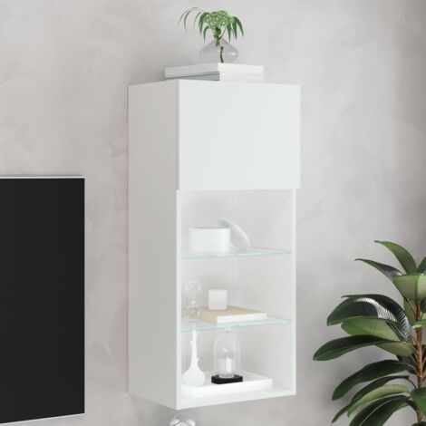 vidaXL TV Cabinet with LED Lights White 40,5x30x90 cm