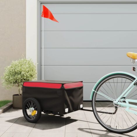 vidaXL Bike Trailer Black and Red 30 kg Iron