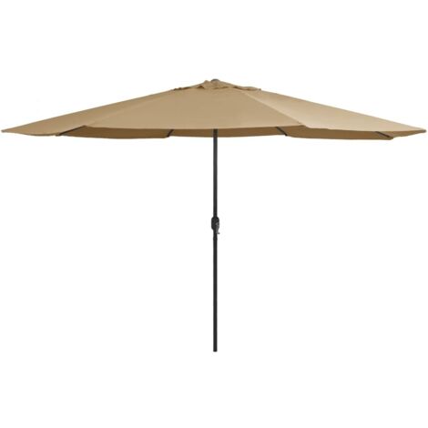 vidaXL Garden Parasol with Metal Pole 390 cm Taupe