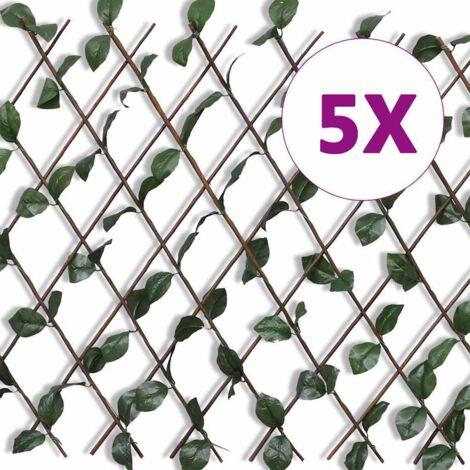 vidaXL Willow Trellis Fence 5 pcs with Artificial Leaves 180x90 cm (1/5)