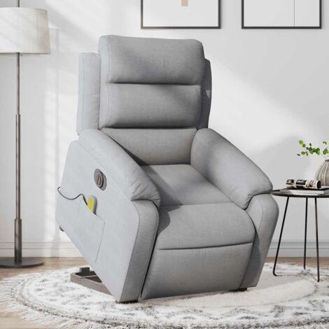 Fauteuil inclinable de massage électrique Gris clair Tissu vidaXL (1/5)