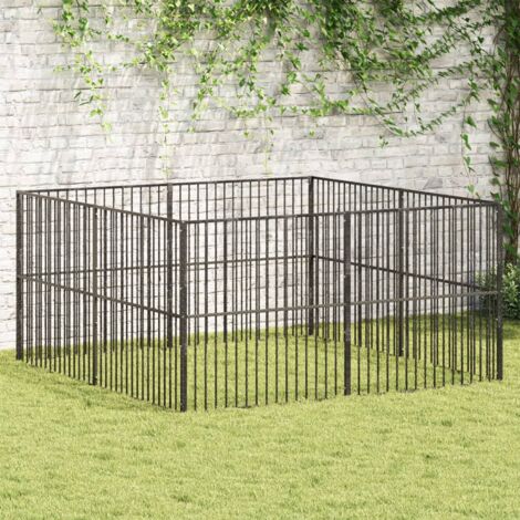 Vidaxl – Parc pour chien 8 panneaux noir en acier galvanisé – Dimensions 200x200x100cm – Utilisation intérieure et extérieure – Capacité 50kg