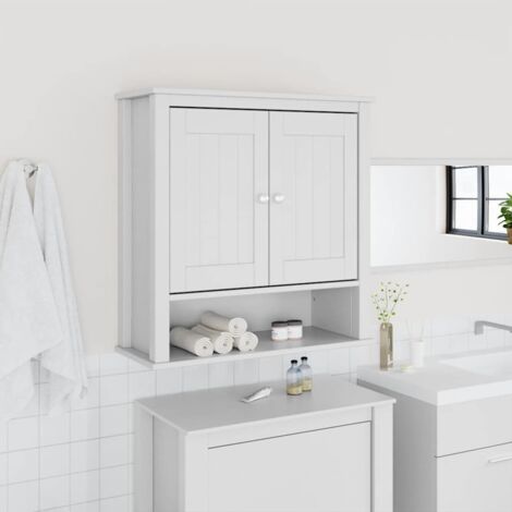 Armoire murale de salle de bain BERG blanc bois massif
