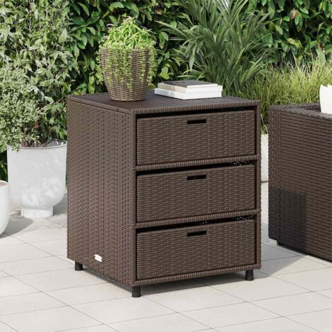 Armoire de rangement de jardin marron 55x59x69cm résine tressée vidaXL