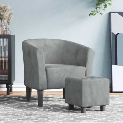 vidaXL Tub Chair with Footstool Dark Grey Velvet