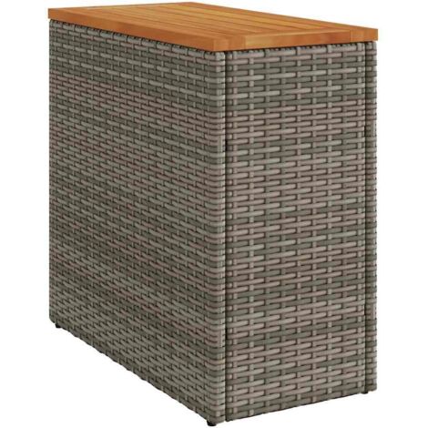 Vidaxl – Table d'appoint de jardin en bois d'acacia gris 58x27,5x55 cm – Résine tressée – Cadre en acier – Pieds réglables