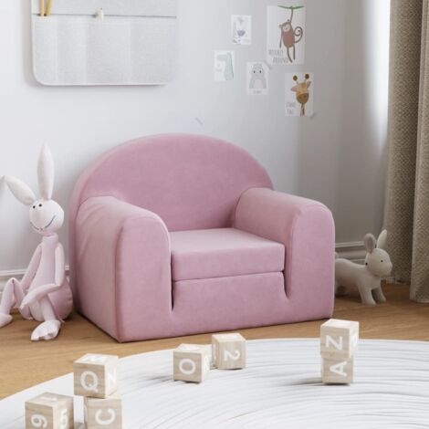 The Living Store Canapé enfant 2 places peluche douce gris clair - Canapé