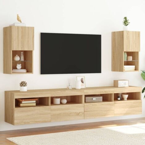 Meubles TV avec lumières LED 2 pcs chêne sonoma 30,5x30x60 cm vidaXL