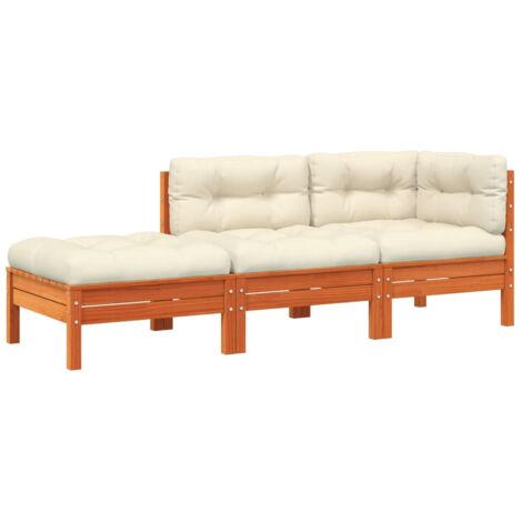 vidaXL Garden Sofa with Cushions and Footstool 3-Seater (1/6)