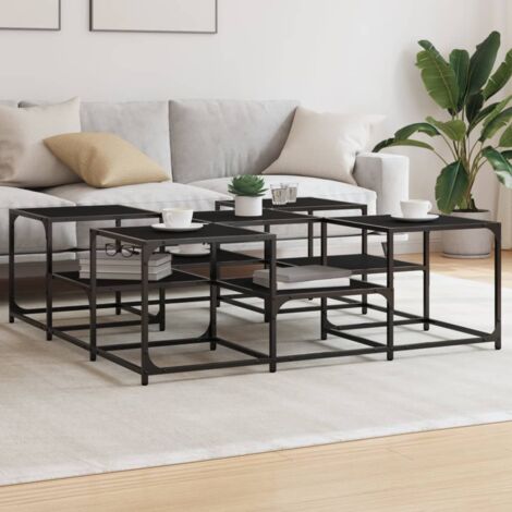 vidaXL Coffee Table Black 121x121x40 cm Engineered Wood (1/5)