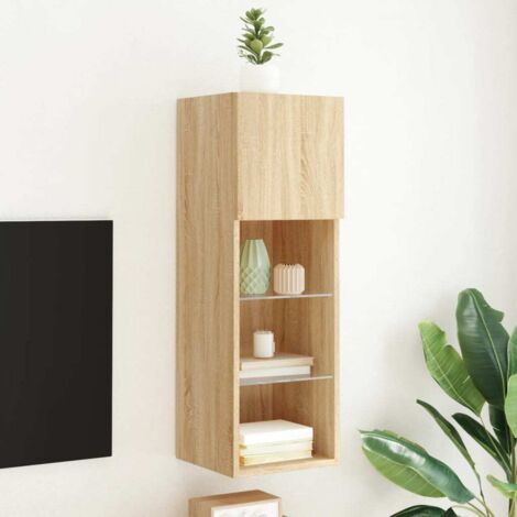 vidaXL TV Cabinet with LED Lights Sonoma Oak 30,5x30x90 cm