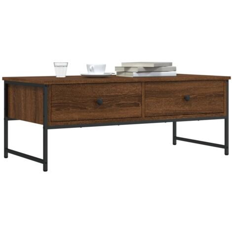 Table basse chêne marron 101x49x39,5 cm bois d'ingénierie vidaXL (1/5)