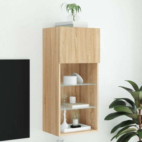 Meuble TV avec lumières LED chêne sonoma 40,5x30x90 cm vidaXL