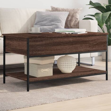 vidaXL Coffee Table Brown Oak 100x50x50 cm Engineered Wood and Metal (1/5)