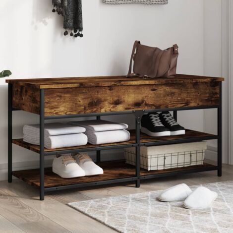 vidaXL Shoe Bench Smoked Oak 100x42,5x50 cm Engineered Wood (1/5)