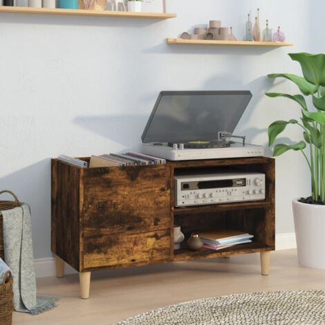 Armoire à disques chêne fumé 84,5x38x48 cm bois d'ingénierie vidaXL