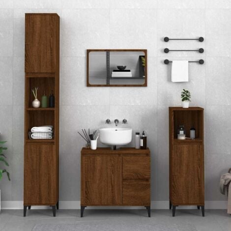 Armoire de bain chêne marron 65x33x60 cm bois d'ingénierie