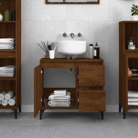 Armoire de bain chêne marron 65x33x60 cm bois d'ingénierie