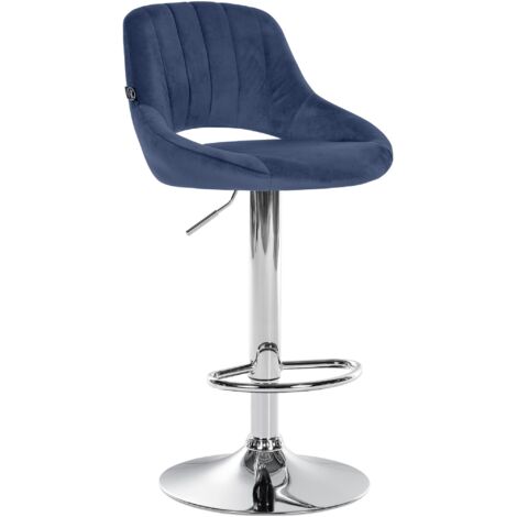 Tabouret de bar Milet velours Bleu Chrome