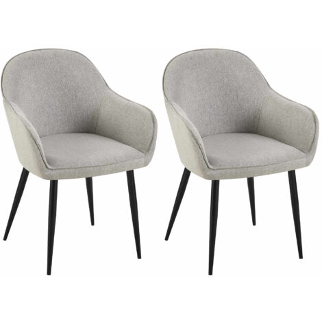 Lot de 2 chaises de salle à manger en tissu Boise gris (1/2)