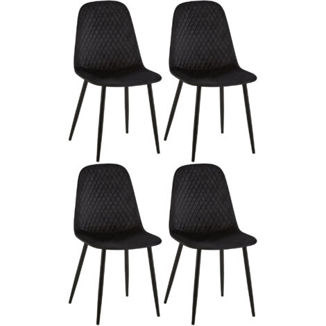 CLP – Lot de 4 chaises Giverny en velours – Dossier matelassé – Pieds en métal noir – Confort et design contemporain (1/5)