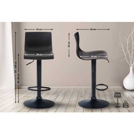 Tabouret Hoover en polypropylène et métal noir, métal noir mat (1/2)